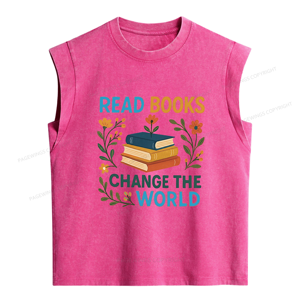 Pagewing Read Books Change the World16204 Women's Washed Tank Top