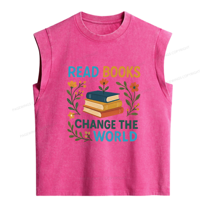 Pagewing Read Books Change the World16204 Women's Washed Tank Top