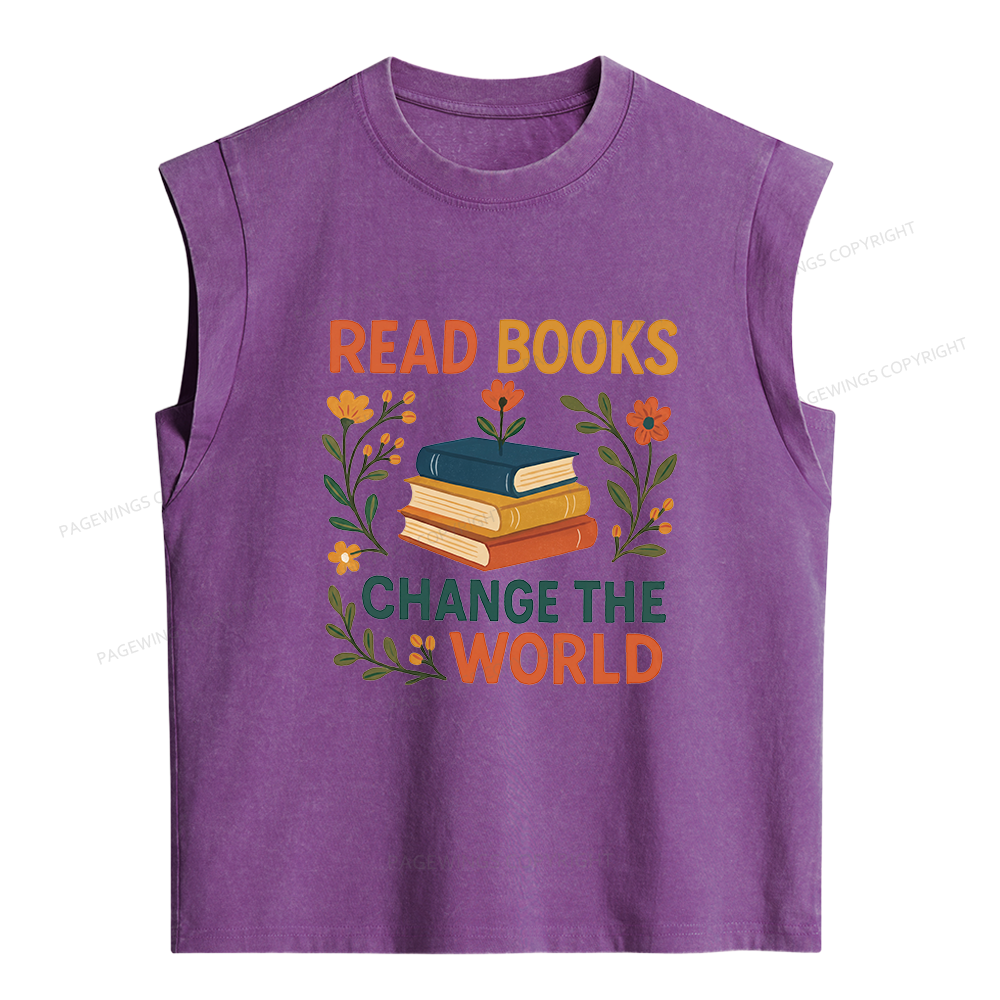 Pagewing Read Books Change the World16204 Women's Washed Tank Top