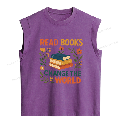 Pagewing Read Books Change the World16204 Women's Washed Tank Top