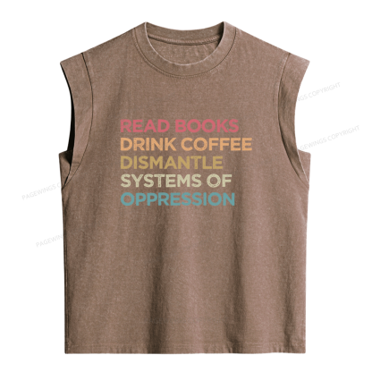 Pagewing Read Books Drink Coffee16206 Women's Washed Tank Top