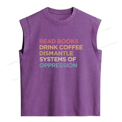 Pagewing Read Books Drink Coffee16206 Women's Washed Tank Top