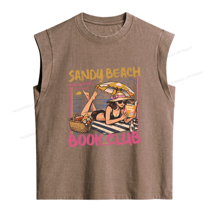 Pagewing Sandy Beach Book Club16202 Women's Washed Tank Top