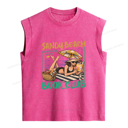 Pagewing Sandy Beach Book Club16202 Women's Washed Tank Top
