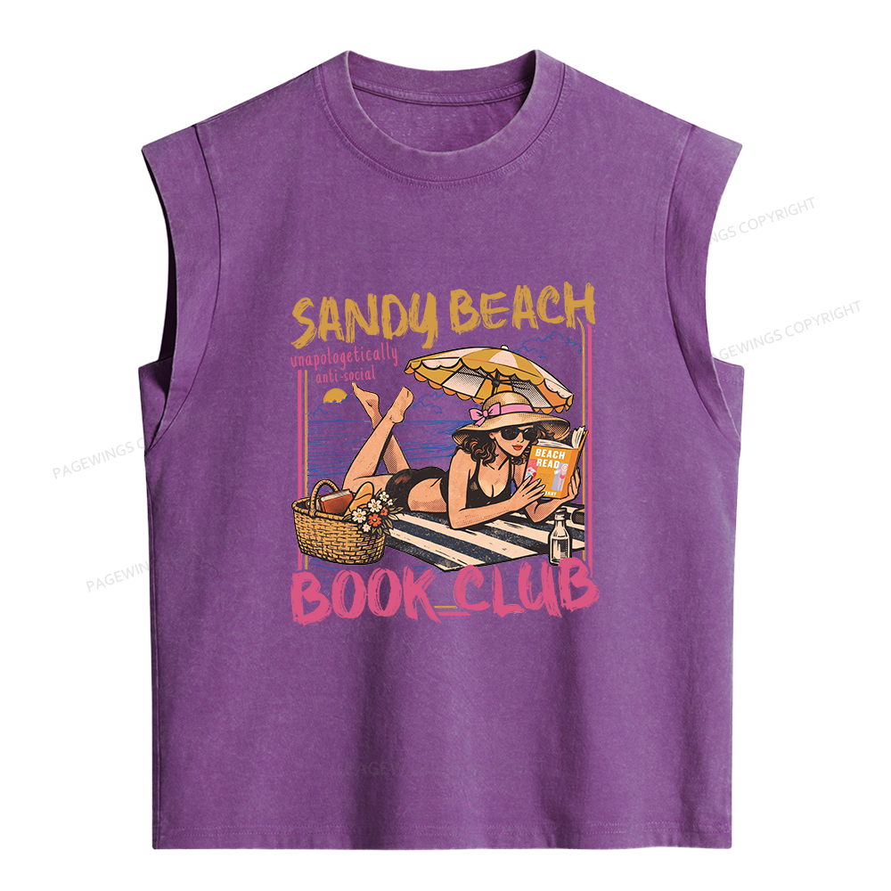 Pagewing Sandy Beach Book Club16202 Women's Washed Tank Top