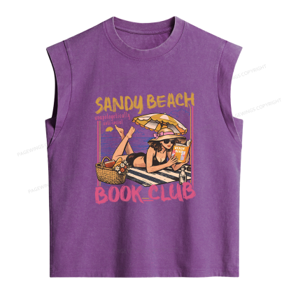Pagewing Sandy Beach Book Club16202 Women's Washed Tank Top