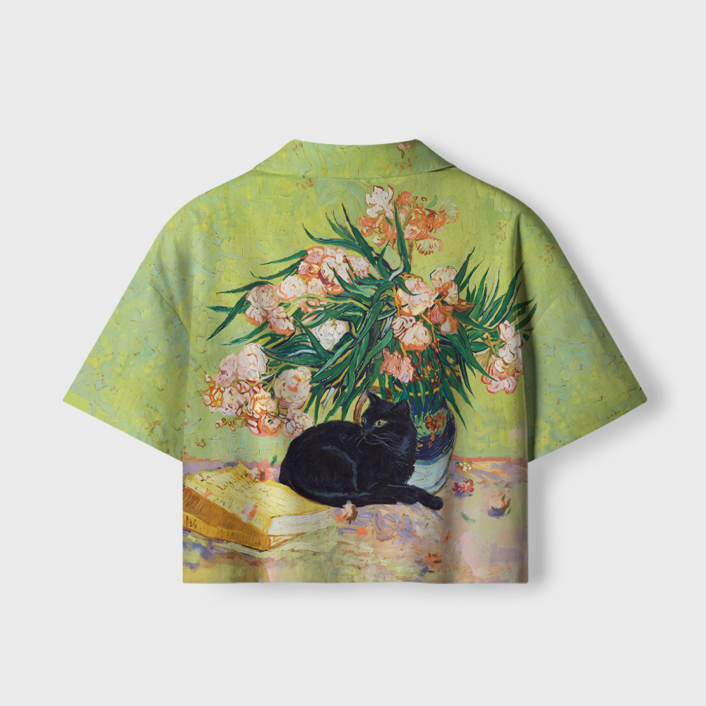Pagewings Reading Cat Women's Camp Shirt