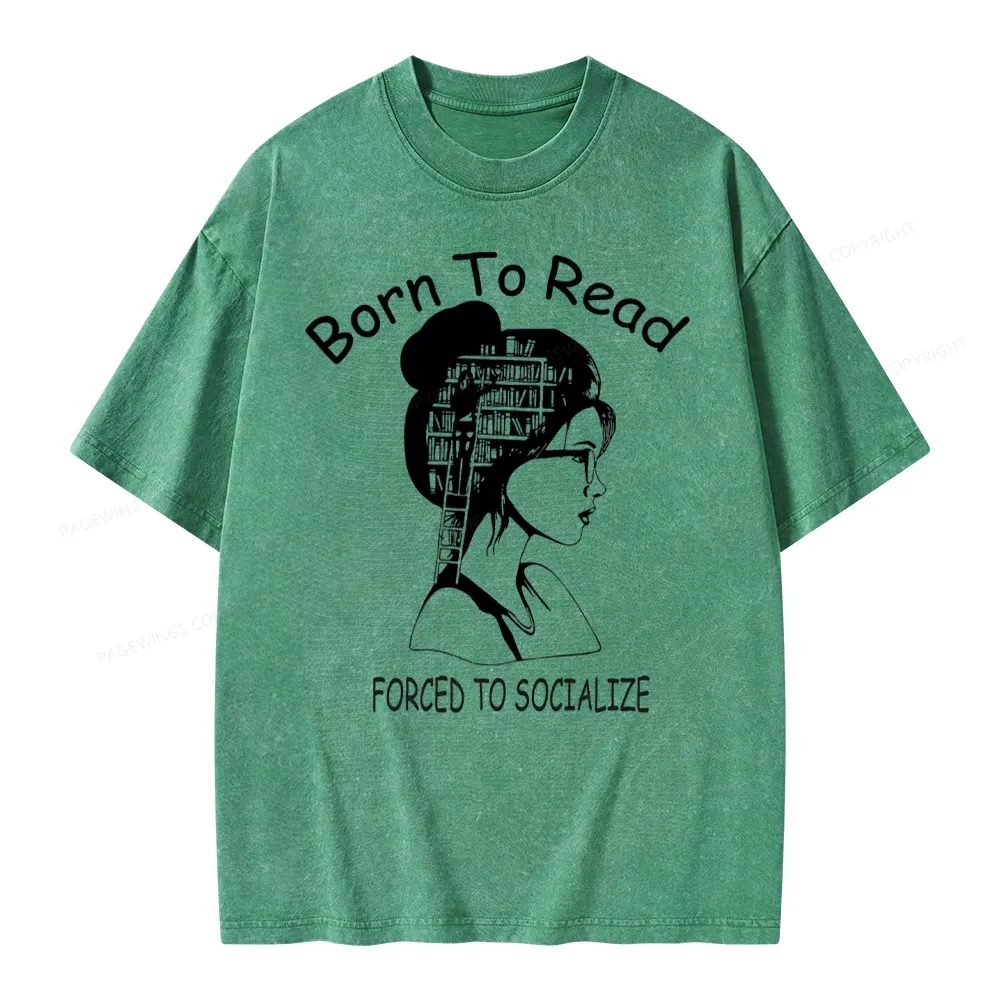 Pagewings Born To Read Unisex Washed T-shirt