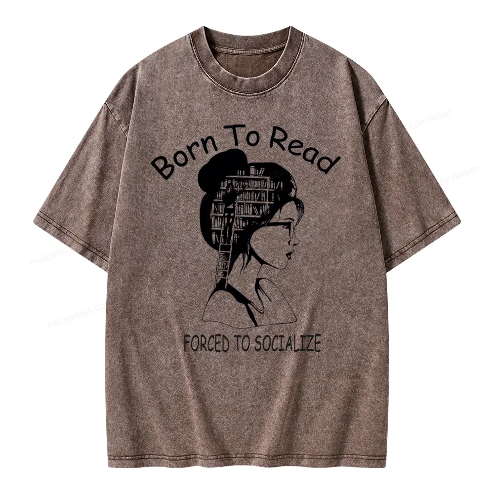 Pagewings Born To Read Unisex Washed T-shirt