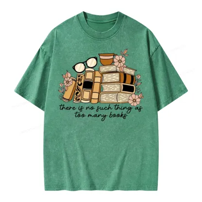 Pagewings There is no Such Thing as Too Many Books Unisex Washed T-shirt