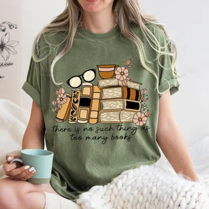 Pagewings There is no Such Thing as Too Many Books Unisex Washed T-shirt