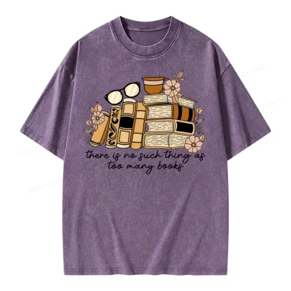 Pagewings There is no Such Thing as Too Many Books Unisex Washed T-shirt