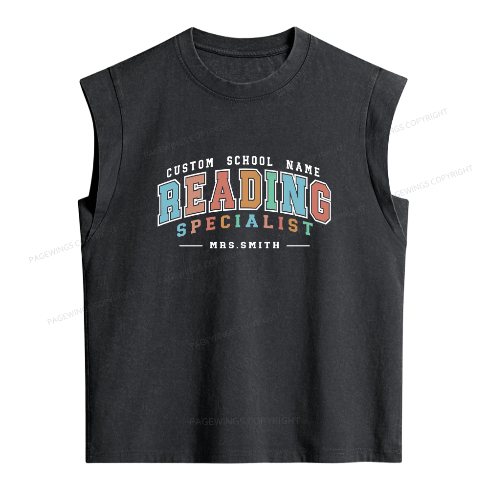 Pagewings Personalized Librarian Teacher Women's Washed Tank Top