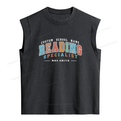 Pagewings Personalized Librarian Teacher Women's Washed Tank Top