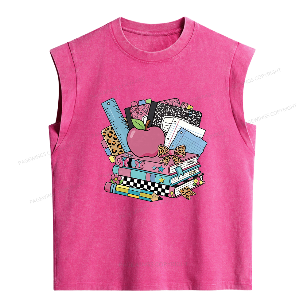 Pagewings Back To School Teacher Women's Washed Tank Top