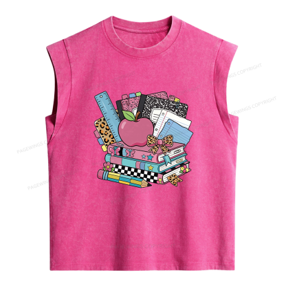 Pagewings Back To School Teacher Women's Washed Tank Top
