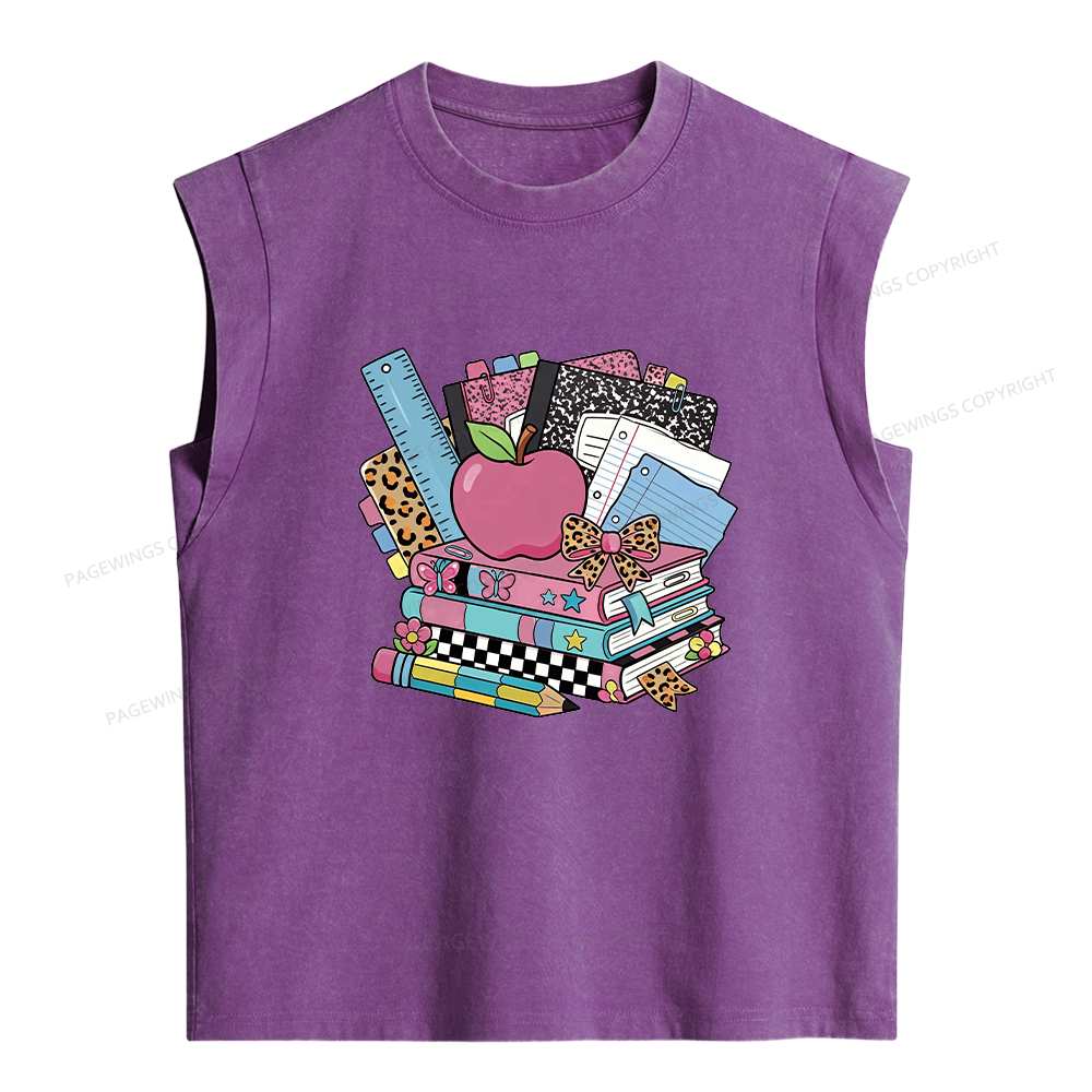 Pagewings Back To School Teacher Women's Washed Tank Top