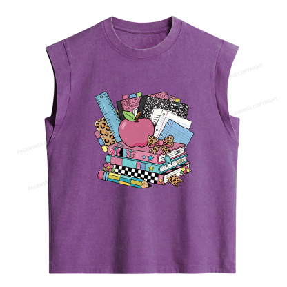 Pagewings Back To School Teacher Women's Washed Tank Top