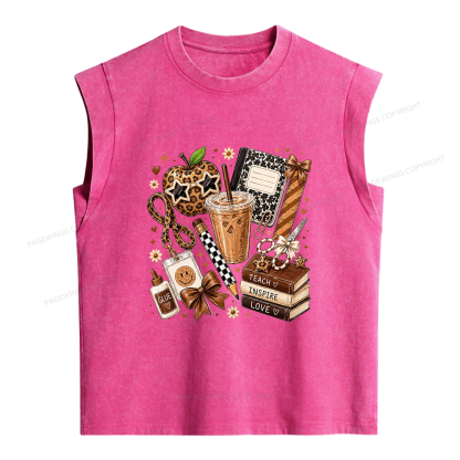 Pagewings Teacher Coffee Women's Washed Tank Top