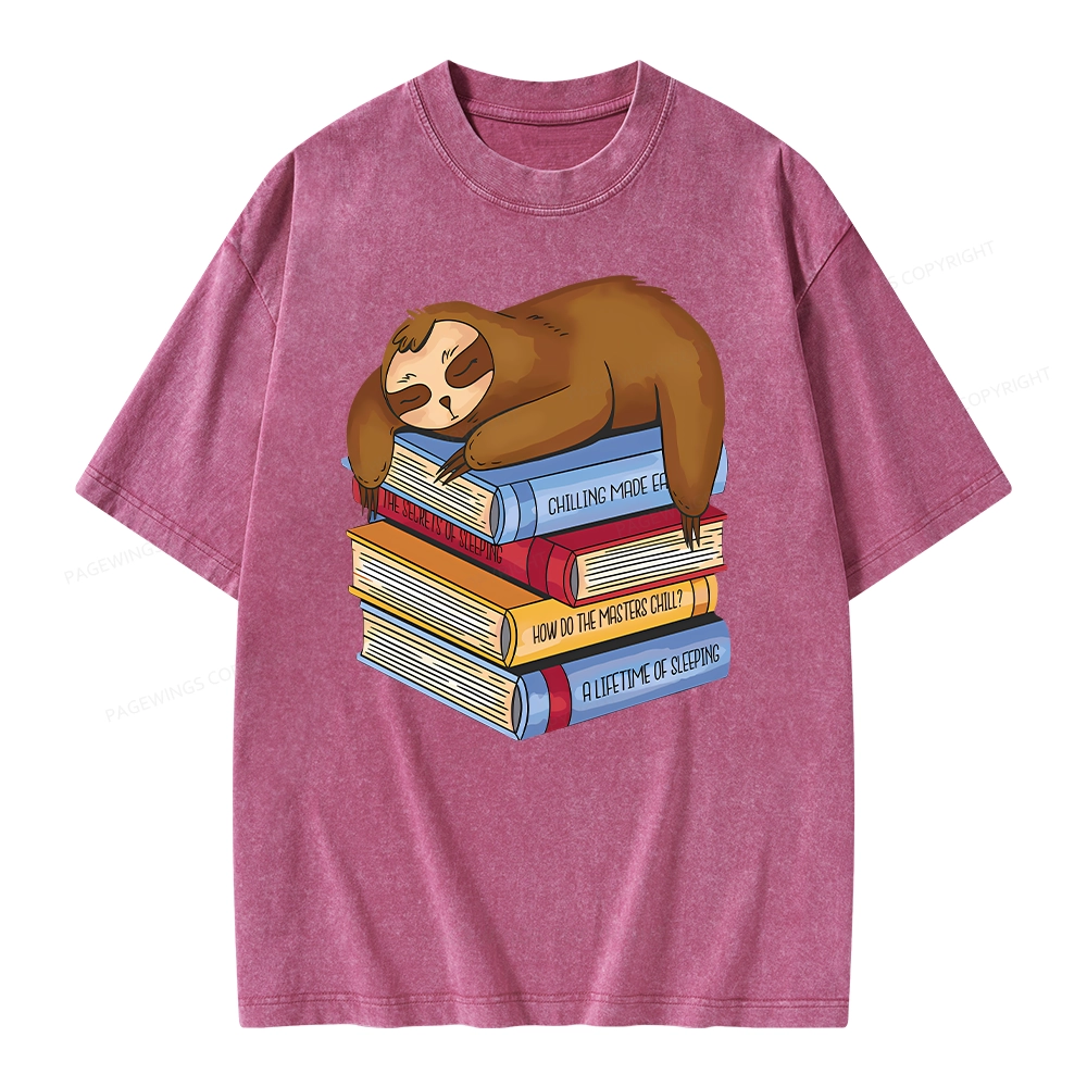 Pagewings Sloth And Book Unisex Washed T-shirt