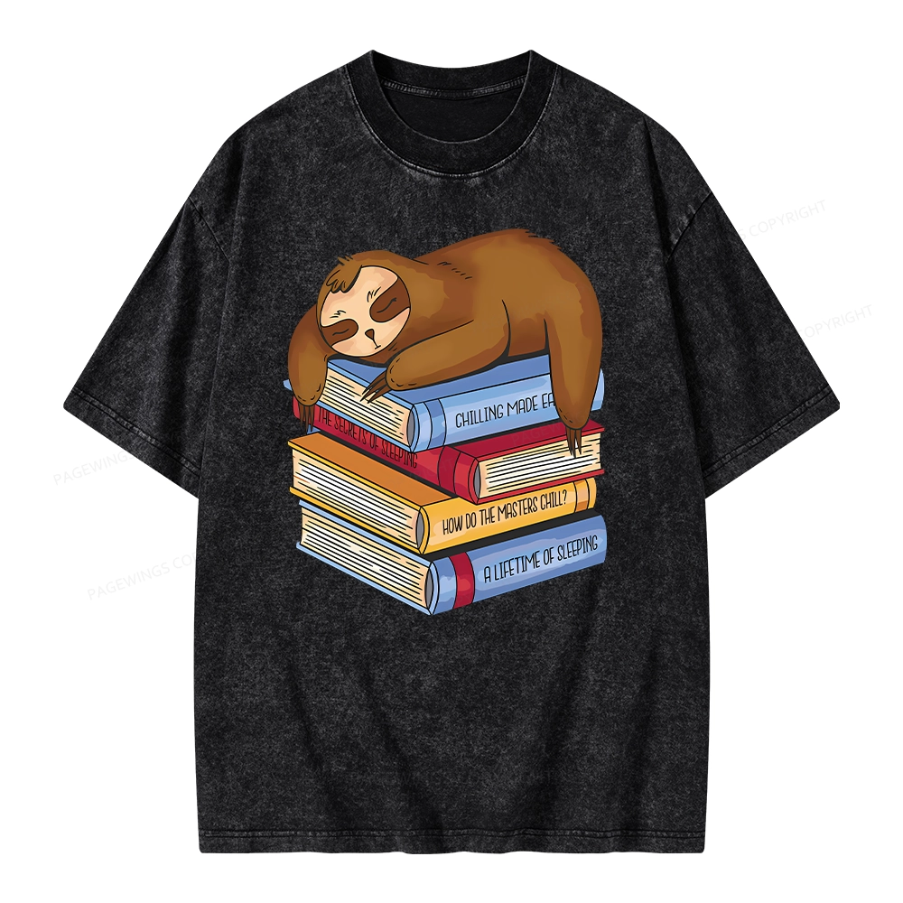 Pagewings Sloth And Book Unisex Washed T-shirt
