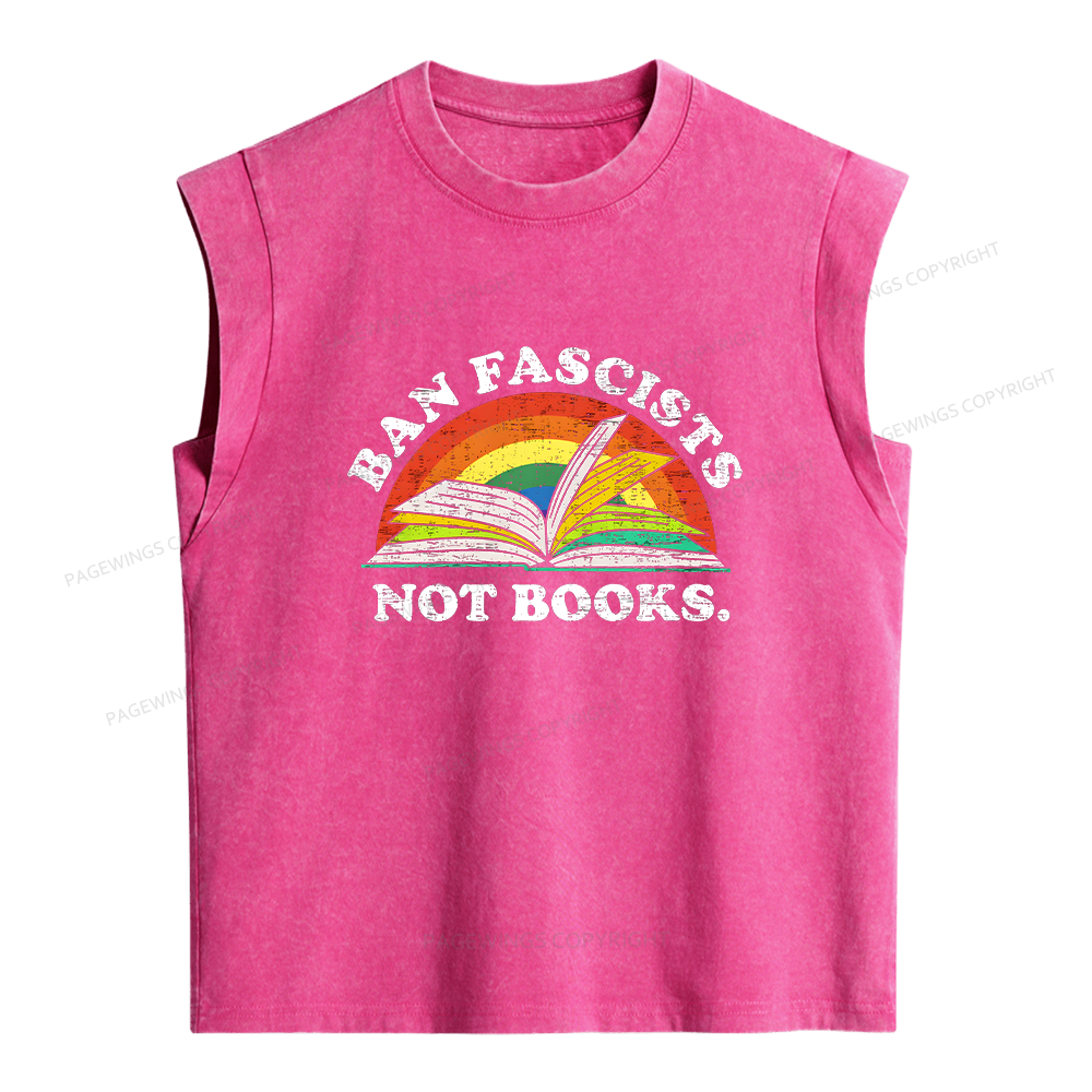 Pagewings Ban Fascists Not Books Women's Washed Tank Top