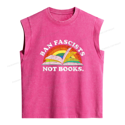 Pagewings Ban Fascists Not Books Women's Washed Tank Top
