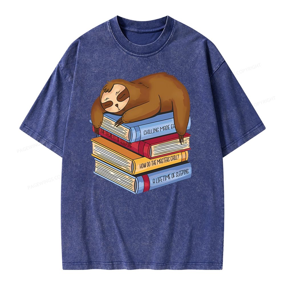Pagewings Sloth And Book Unisex Washed T-shirt