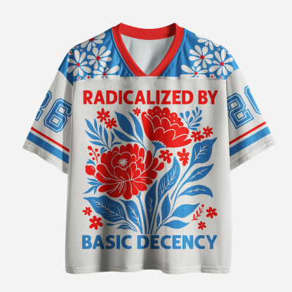 Pagewings Radicalized by Basic Decency Unisex Mesh Jersey