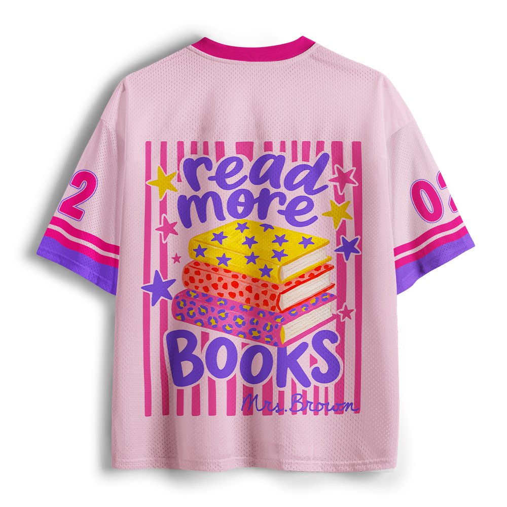 Pagewings Personalized Read More Books Unisex Mesh Jersey