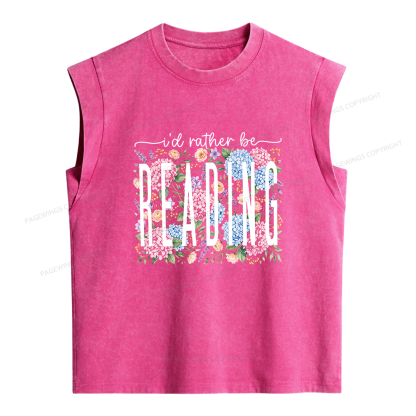 Pagewing I’d Rather Be Reading Bookish Women's Washed Tank Top