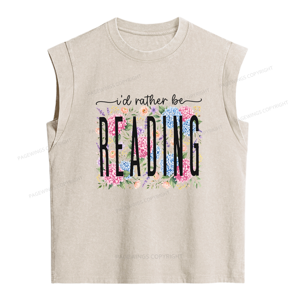 Pagewing I’d Rather Be Reading Bookish Women's Washed Tank Top