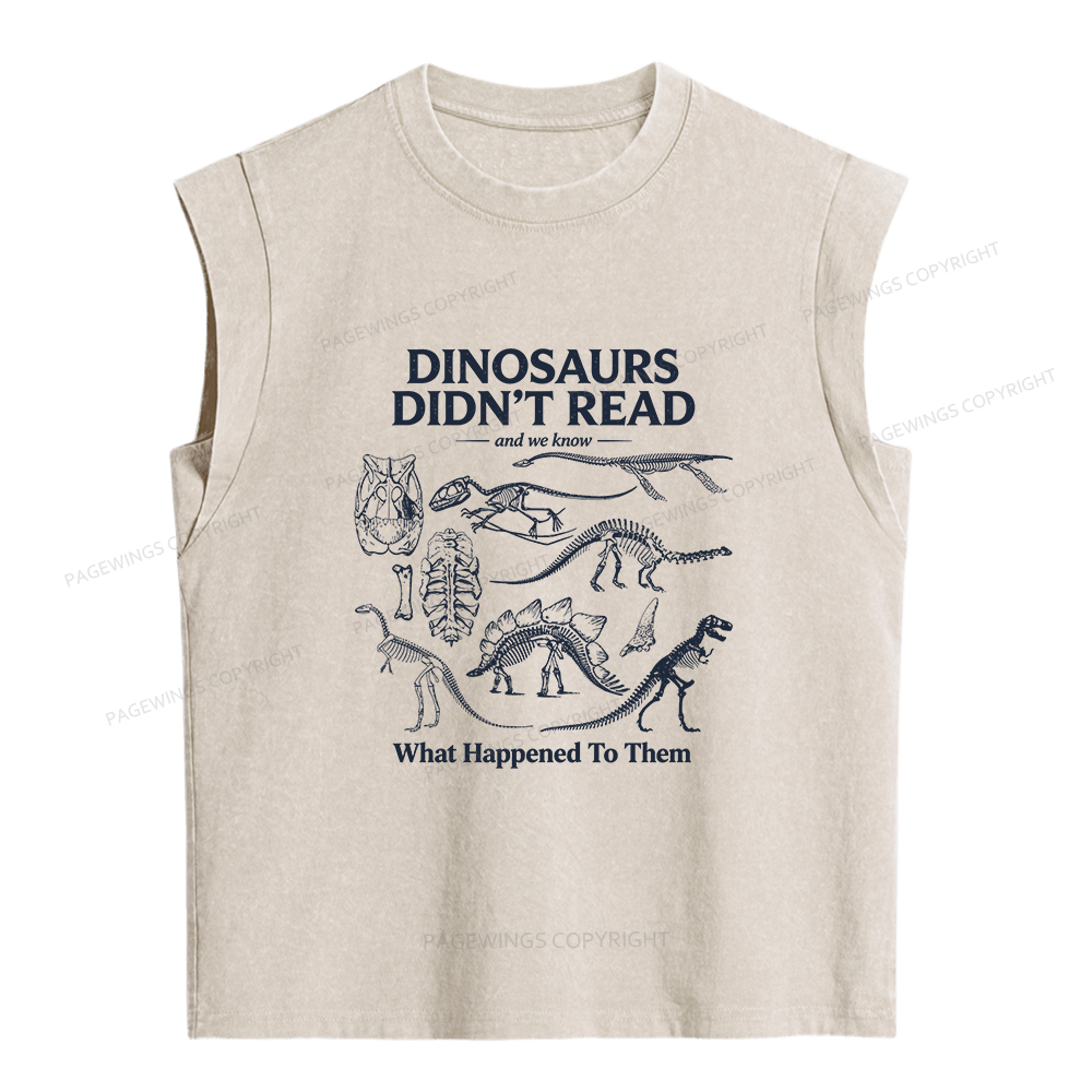 Pagewing Dinosaurs Didn’t Read Women's Washed Tank Top
