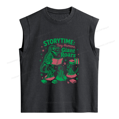 Pagewing School Librarian Dinosaur Women's Washed Tank Top