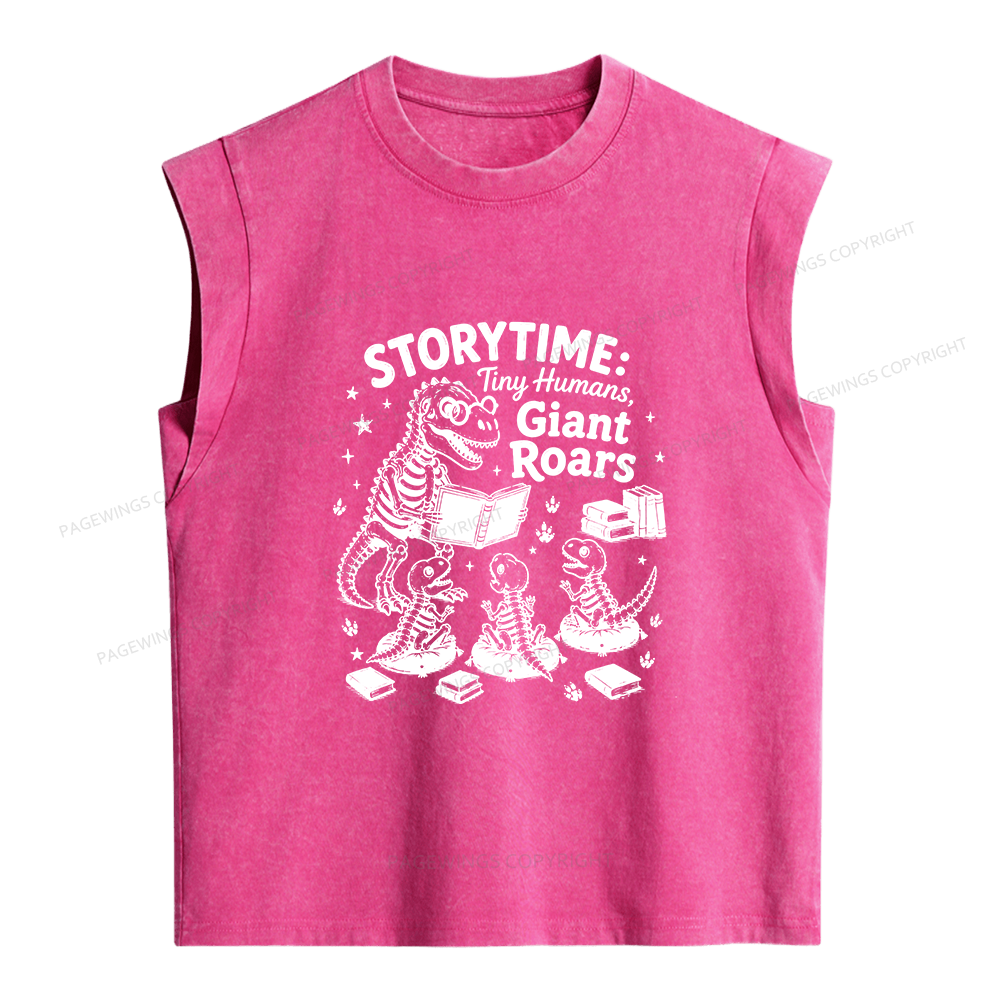 Pagewing School Librarian Dinosaur Women's Washed Tank Top
