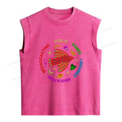 Pagewing Public Libraries Women's Washed Tank Top