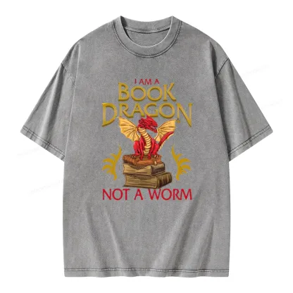 Pagewings I Am A Book Dragon Not A Worm Unisex Washed T-shirt