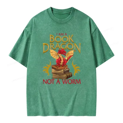 Pagewings I Am A Book Dragon Not A Worm Unisex Washed T-shirt
