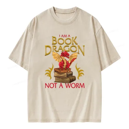 Pagewings I Am A Book Dragon Not A Worm Unisex Washed T-shirt