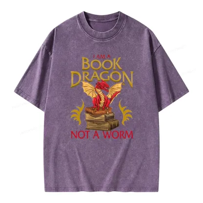 Pagewings I Am A Book Dragon Not A Worm Unisex Washed T-shirt