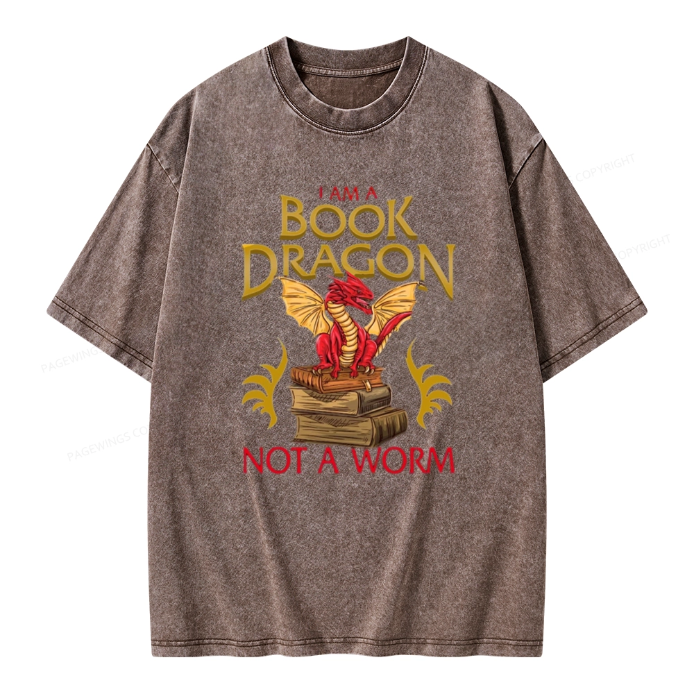 Pagewings I Am A Book Dragon Not A Worm Unisex Washed T-shirt