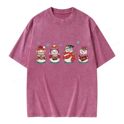Pagewings Snowman Book Fourth Wing Unisex Washed T-shirt