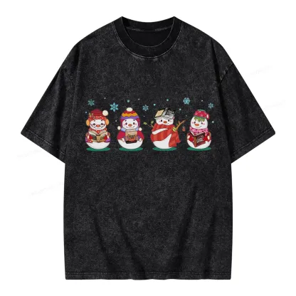 Pagewings Snowman Book Fourth Wing Unisex Washed T-shirt