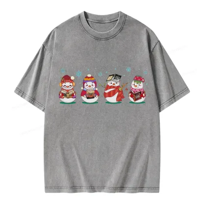 Pagewings Snowman Book Fourth Wing Unisex Washed T-shirt