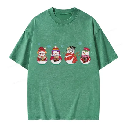 Pagewings Snowman Book Fourth Wing Unisex Washed T-shirt