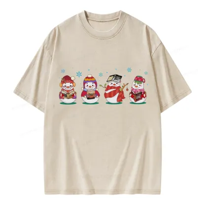Pagewings Snowman Book Fourth Wing Unisex Washed T-shirt