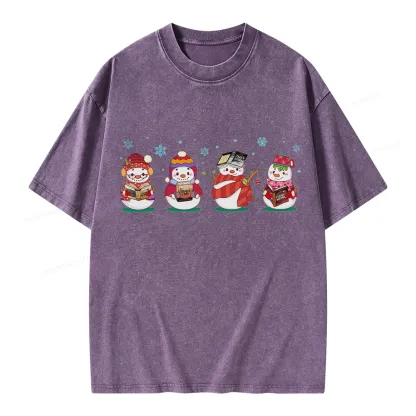 Pagewings Snowman Book Fourth Wing Unisex Washed T-shirt