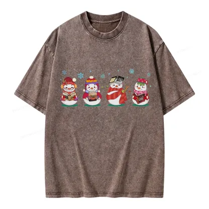 Pagewings Snowman Book Fourth Wing Unisex Washed T-shirt