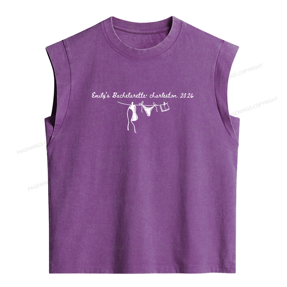 Pagewing Personalized Beach Party Women's Washed Tank Top