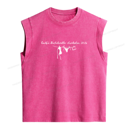 Pagewing Personalized Beach Party Women's Washed Tank Top